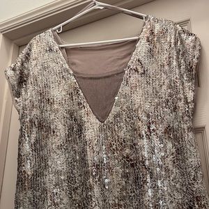 Pretty champagne color, fully lined, Free People (but no tags) mini dress.